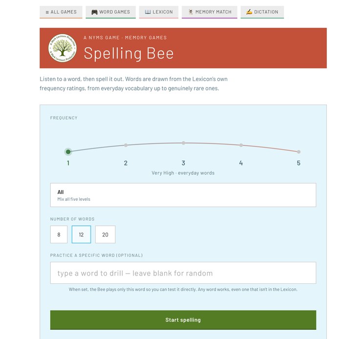 Capture d'écran de NYMS — Spelling Bee